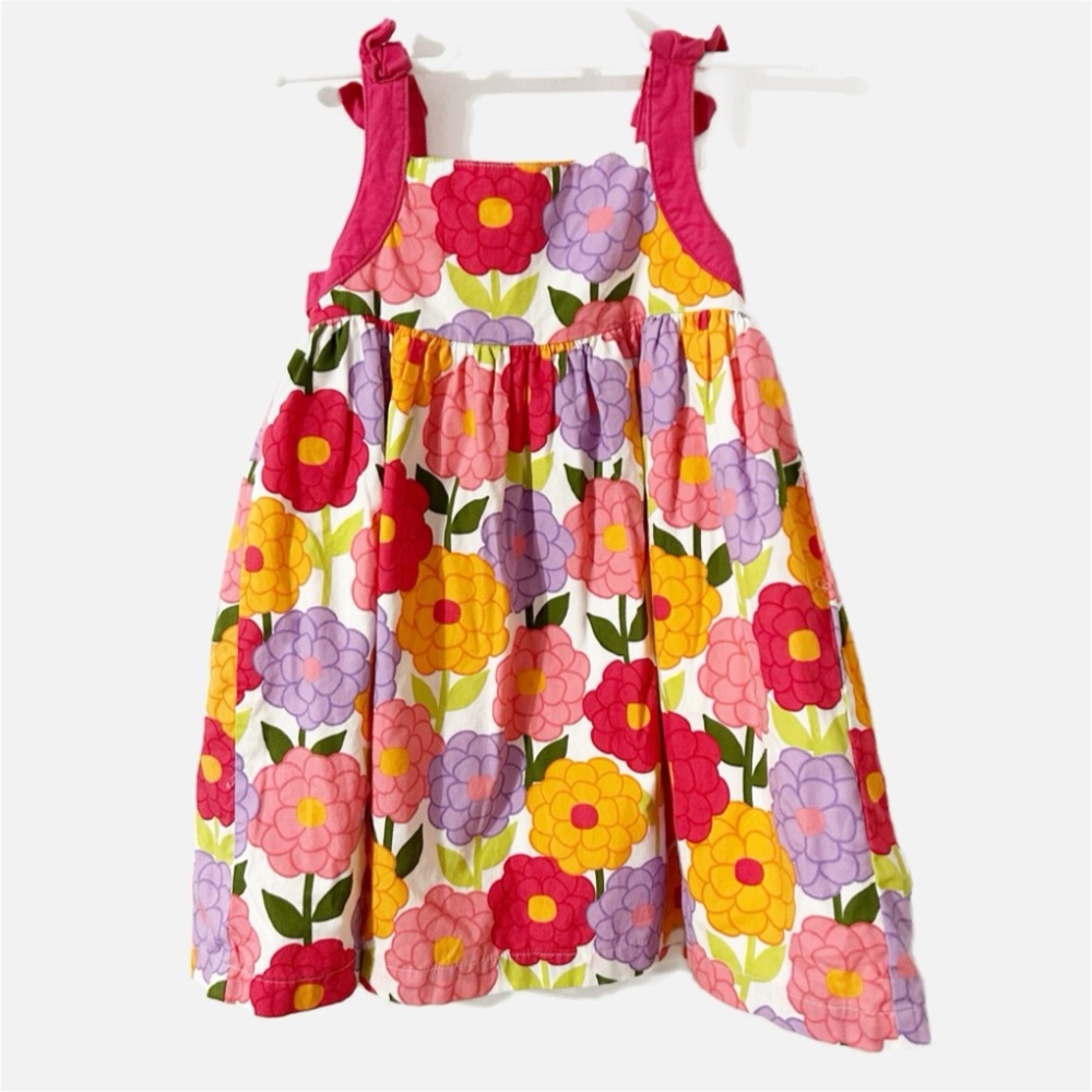 Gymboree Pretty Posies Floral Lined Cotton Sundress Bows at Straps Full Skirt